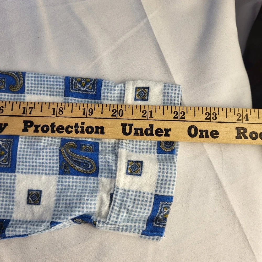 Towncraft Men's S Pajamas Penney's Sanforized Cotton Flannel Blue Plaid Paisley